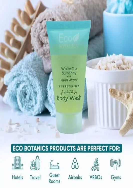 Eco Botanics Bulk Set Transparent Travel-Size Hotel Flip Cap Body Wash 30ml ( Pack Of 100 ) - Treasure Box Fze LLC