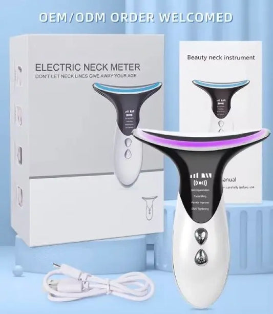 SOLARAE Electric Face and Neck Lifting Face Contouring Tool with 3 Colors of LED, Heating and Vibrating Skin Rejuvenating Beauty Device to Lift and Tighten Sagging Skin - Treasure Box Fze LLC