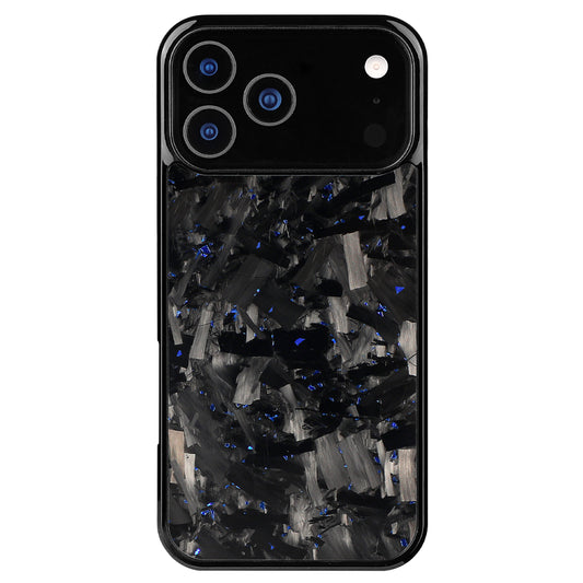 Forged Carbon Fiber iPhone 17 ProMax – Black Crystal Design with Blue Highlights | Shockproof | Slim Protective Cover | Drop-Resistant & Anti-Scratch Phone Case