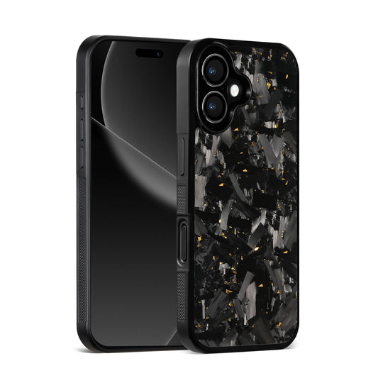 Forged Carbon Fiber iPhone 17 Case – Black Crystal Design with Blue Highlights | Shockproof | Slim Protective Cover | Drop-Resistant & Anti-Scratch Phone Case