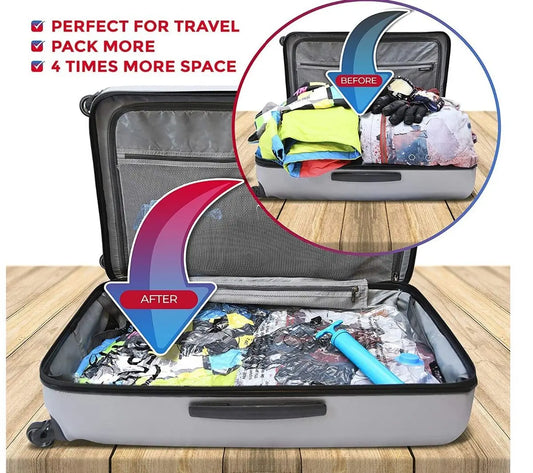 SOLARAE Max Space Saver Vacuum Storage Bags with Manual Pump (8-Pack) - Up to 80% More Space! - Treasure Box Fze LLC