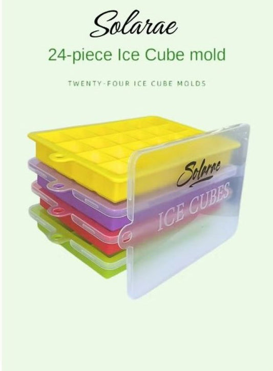 SOLARAE Ice Cube Tray, Silicone Ice Tray with Removable Lid Easy Release Flexible Ice Cube Molds 24 Cubes - Treasure Box Fze LLC