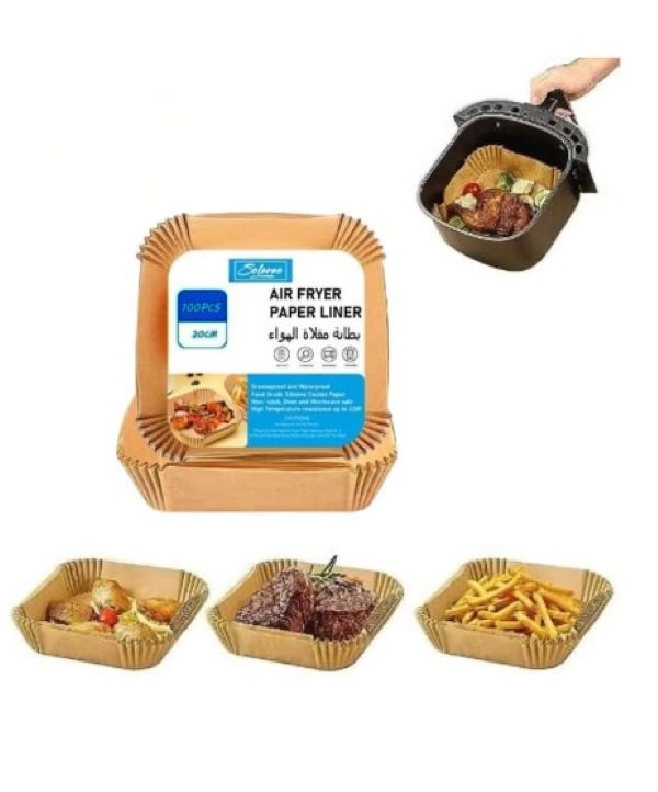 SOLARAE Air Fryer Paper liner 100pcs Grease Proof And Waterproof Food Grade Silicone Coated - Treasure Box Fze LLC