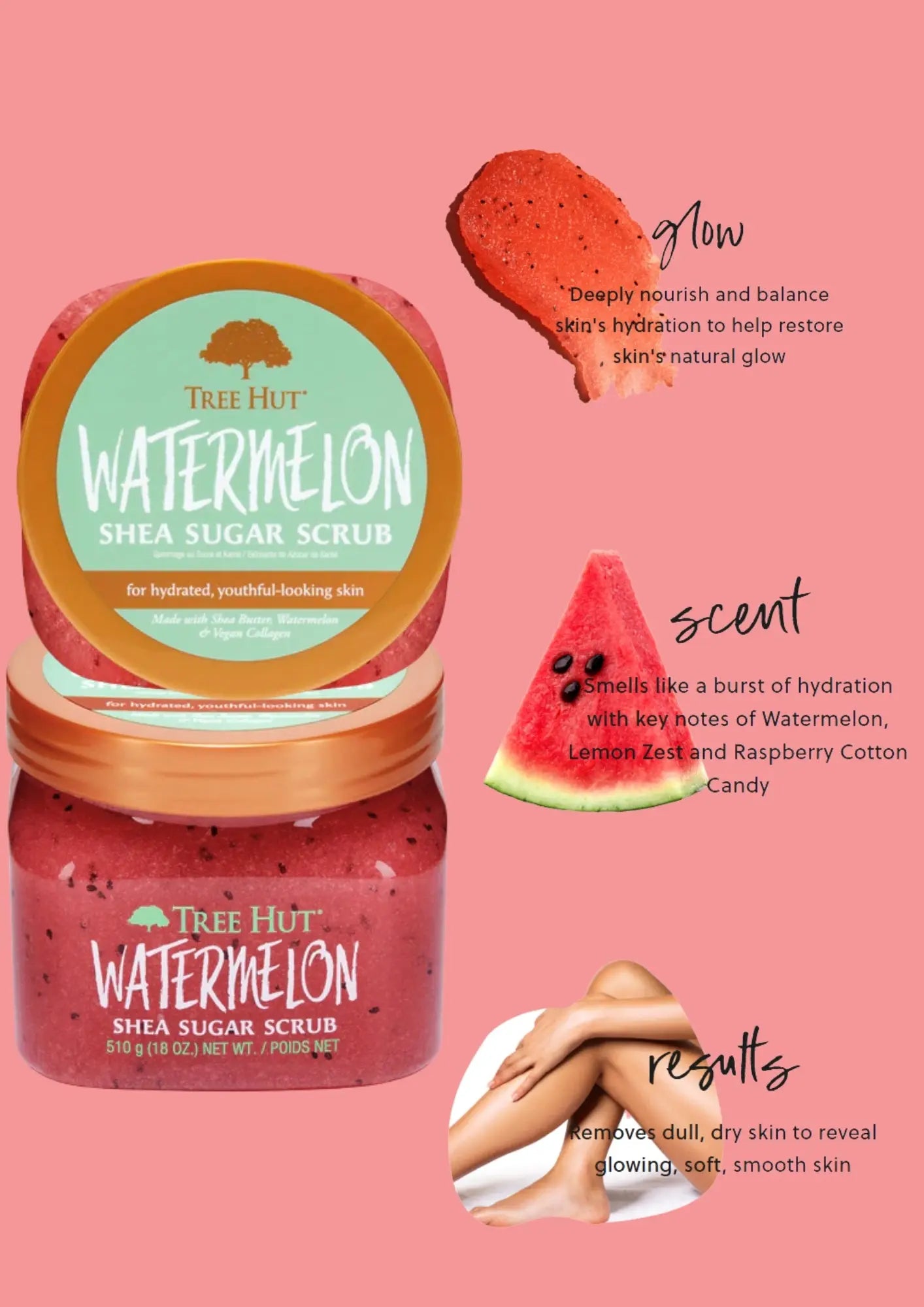 Tree Hut Watermelon Shea Sugar Scrub, 18 OZ Treasure Box Fze LLC