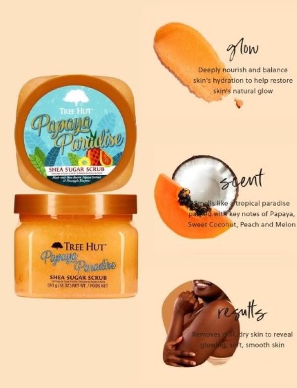 Tree Hut Papaya Paradise Shea Sugar Scrub 510g/18oz - Treasure Box Fze LLC