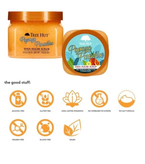 Tree Hut Papaya Paradise Shea Sugar Scrub 510g/18oz - Treasure Box Fze LLC