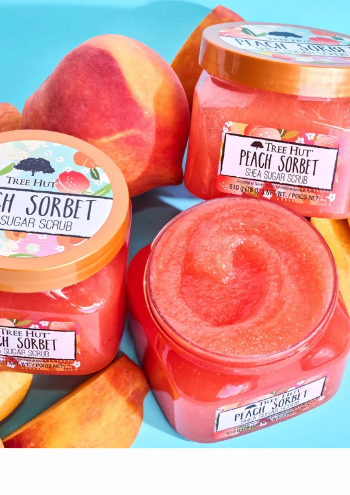 Tree Hut Peach Sorbet Shea Sugar Scrub, 18 oz, Ultra Hydrating and Exfoliating Scrub for Nourishing Essential Body Care Treasure Box Fze LLC