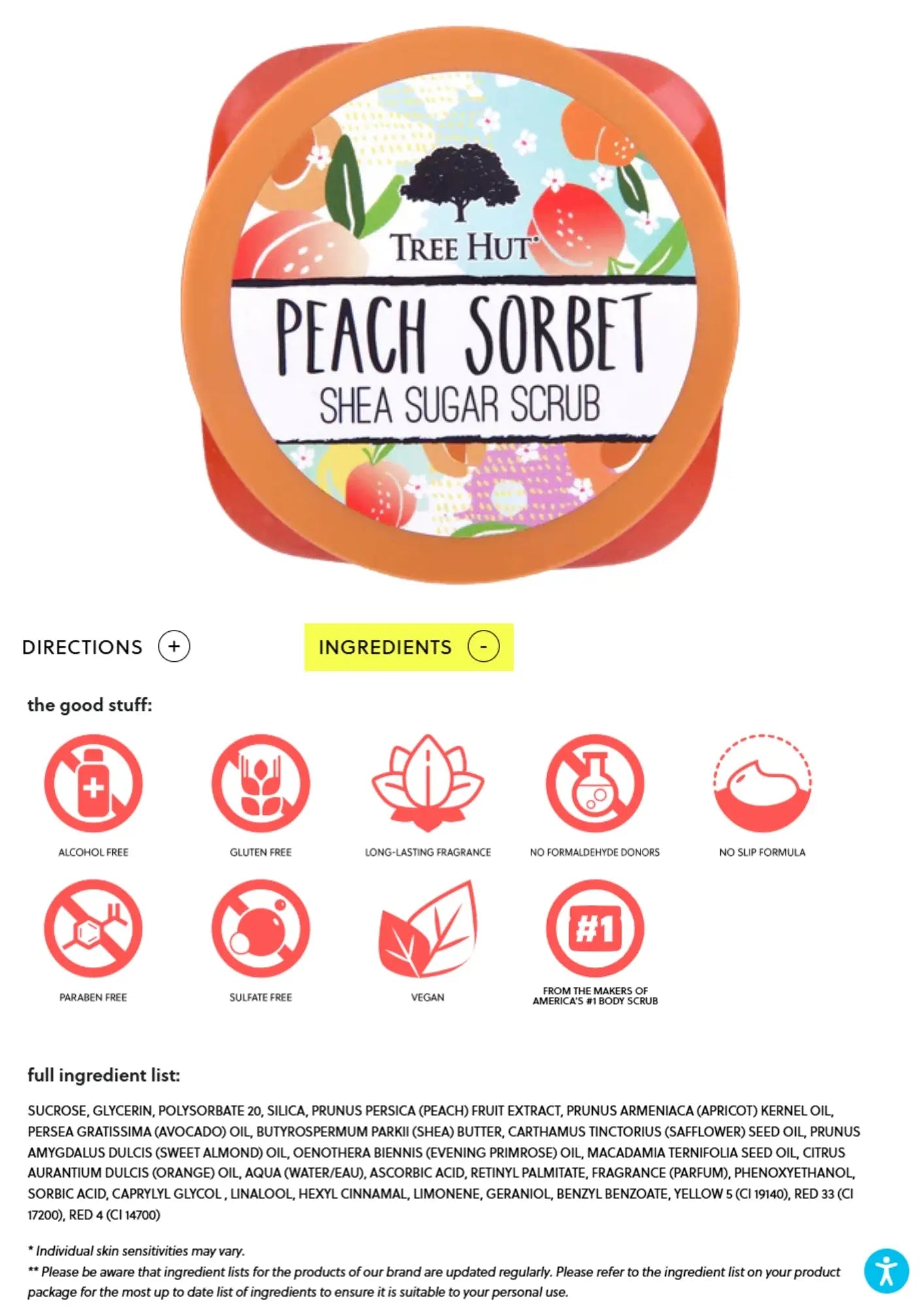 Tree Hut Peach Sorbet Shea Sugar Scrub, 18 oz, Ultra Hydrating and Exfoliating Scrub for Nourishing Essential Body Care Treasure Box Fze LLC