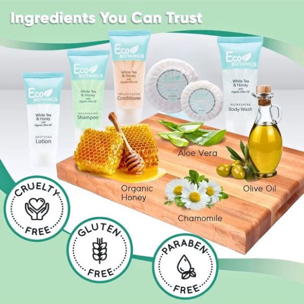 Eco Botanics Bulk Set Transparent Travel-Size Hotel Flip Cap  Body Wash 30ml ( Pack Of 100 ) - Treasure Box Fze LLC