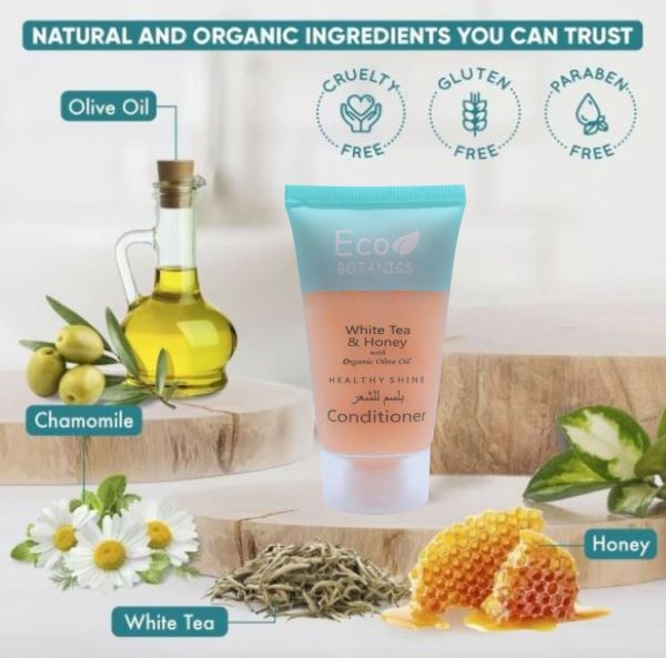 Eco Botanics Bulk Set  Transparent Travel-Size Hotel Conditioner With White tea & Honey Extract 30ml ( Pack of 250 ) - Treasure Box Fze LLC