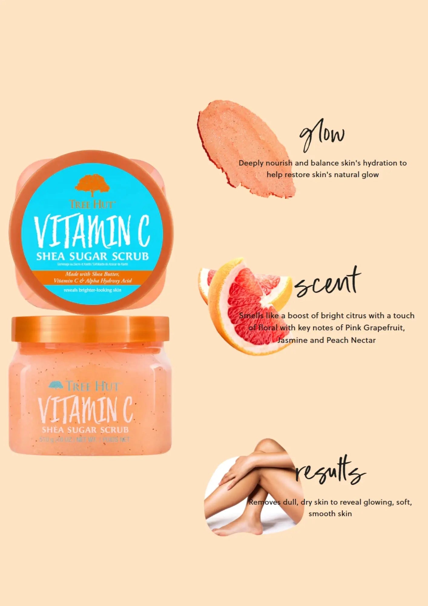 Tree Hut Vitamin C Shea Sugar Scrub 18OZ Treasure Box Fze LLC