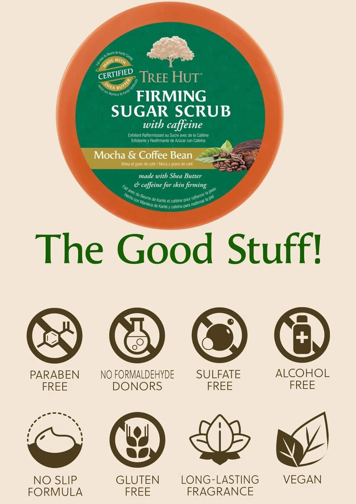 Tree Hut Sugar Scrub Mocha & Coffee Bean, 18oz, Ultra Hydrating and Exfoliating Scrub for Nourishing Essential Body Care Treasure Box Fze LLC