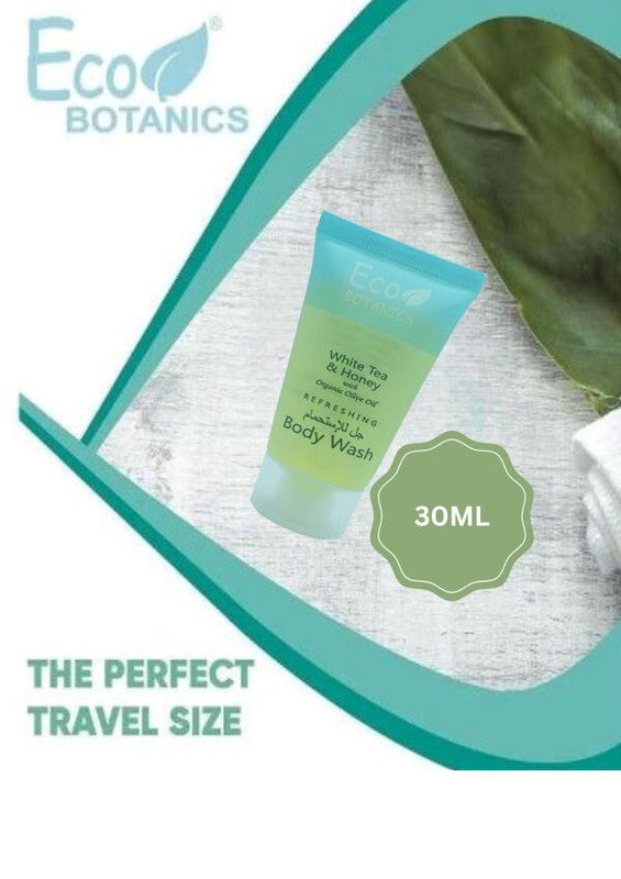 Eco Botanics Bulk Set Transparent Travel-Size Hotel Flip Cap  Body Wash 30ml ( Pack Of 150 ) - Treasure Box Fze LLC