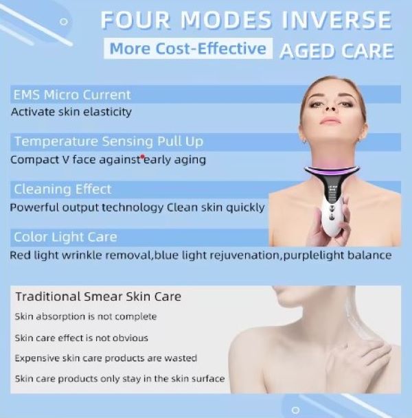 SOLARAE Electric Face and Neck Lifting Face Contouring Tool with 3 Colors of LED, Heating and Vibrating Skin Rejuvenating Beauty Device to Lift and Tighten Sagging Skin - Treasure Box Fze LLC