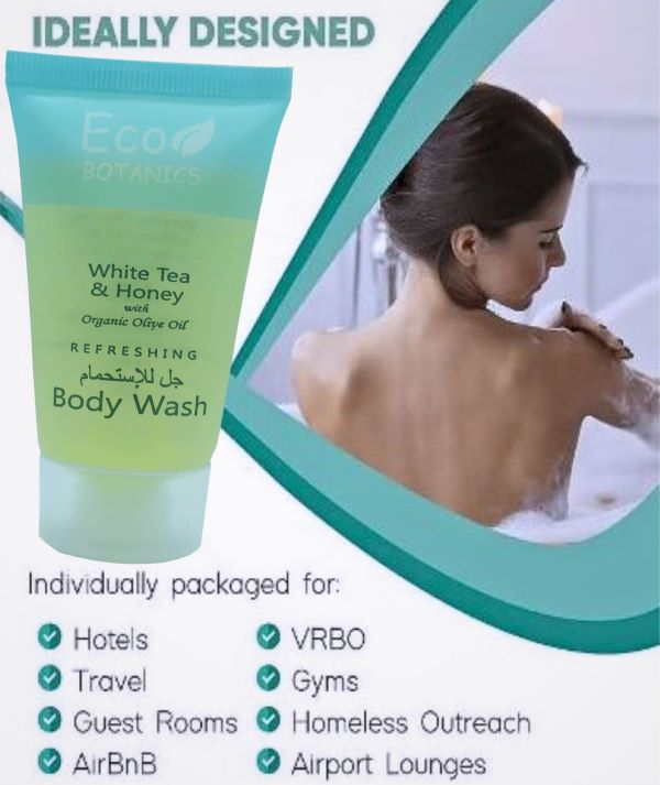 Eco Botanics Bulk Set Transparent Travel-Size Hotel Flip Cap  Body Wash 30ml ( Pack Of 150 ) - Treasure Box Fze LLC