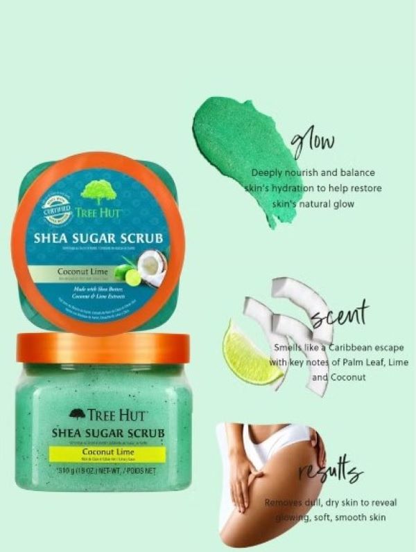 Tree Hut Coconut Lime Shea Sugar Scrub 510g/18oz - Treasure Box Fze LLC