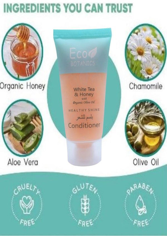 Eco Botanics Bulk Set  Transparent Travel-Size Hotel Conditioner With White tea & Honey Extract 30ml ( Pack of 100 ) - Treasure Box Fze LLC