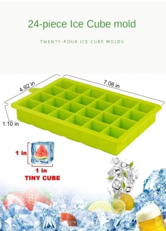 SOLARAE Ice Cube Tray, Silicone Ice Tray with Removable Lid Easy Release Flexible Ice Cube Molds 24 Cubes - Treasure Box Fze LLC