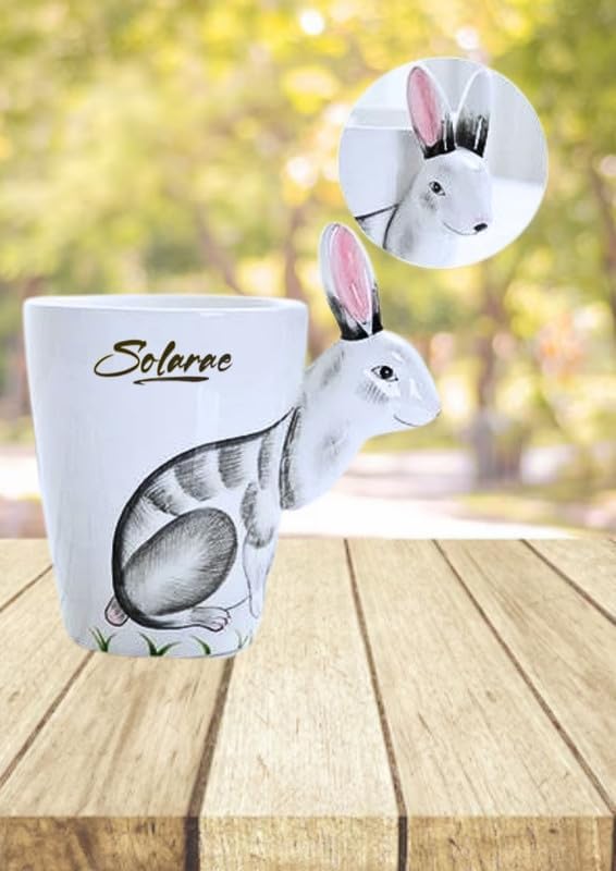 SOLARAE Ceramic 3D Coffee Mug, Hand-Painted Mug Cute Animal Tea Mugs, Coffee Cup(Rabbit) - Treasure Box Fze LLC