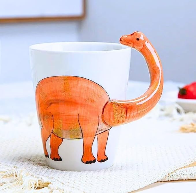 SOLARAE Ceramic 3D Coffee Mug, Hand-Painted Mug Cute Animal Tea Mugs (BRACHIOSAURUS) - Treasure Box Fze LLC