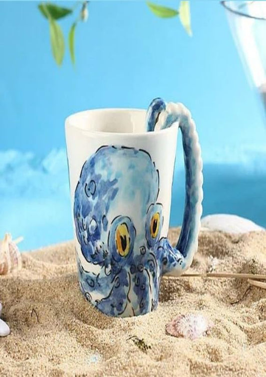 Generic SOLARAE Ceramic 3D Coffee Mug, Hand-Painted Mug Cute Animal Tea Mugs{octopus) - Treasure Box Fze LLC