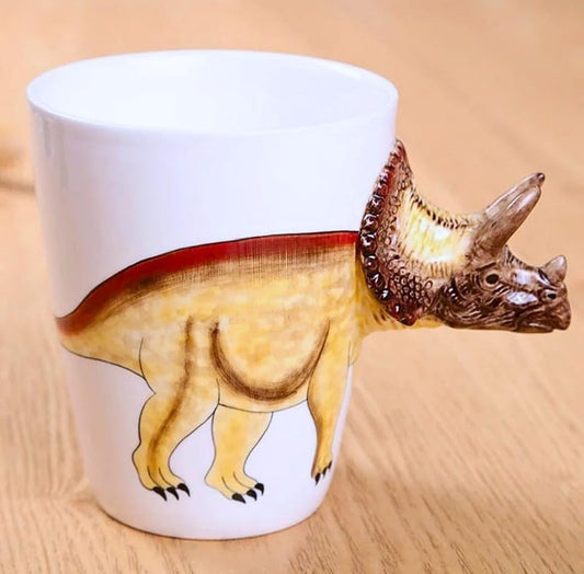 SOLARAE Ceramic 3D Coffee Mug, Hand-Painted Mug Cute Animal Tea Mugs (TRICERATOPS) - Treasure Box Fze LLC