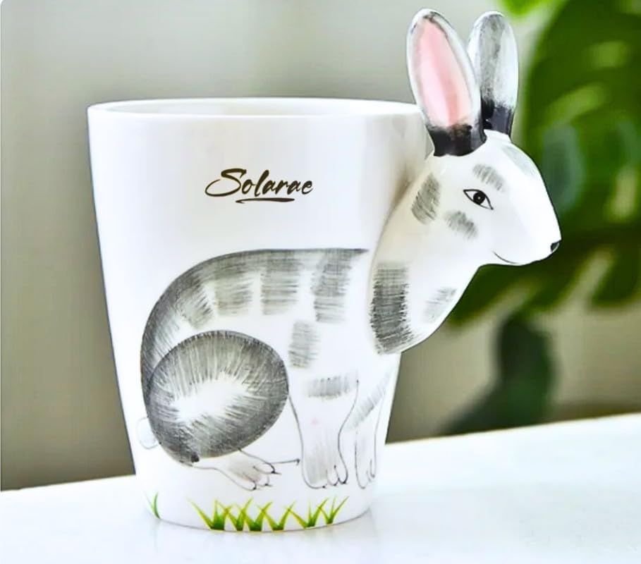 SOLARAE Ceramic 3D Coffee Mug, Hand-Painted Mug Cute Animal Tea Mugs, Coffee Cup(Rabbit) - Treasure Box Fze LLC