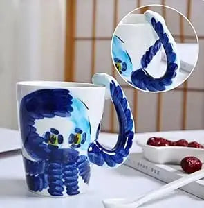 SOLARAE Ceramic 3D Coffee Mug, Hand-Painted Mug Cute Animal Tea Mugs, Coffee Cup, Ideal Gift for Kids/Teenagers/Man/Woman Corporate Gifting, Premium Mug 13.5 oz.(OCTOPUS) - Treasure Box Fze LLC