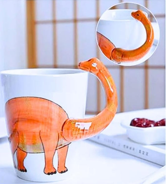 SOLARAE Ceramic 3D Coffee Mug, Hand-Painted Mug Cute Animal Tea Mugs (BRACHIOSAURUS) - Treasure Box Fze LLC