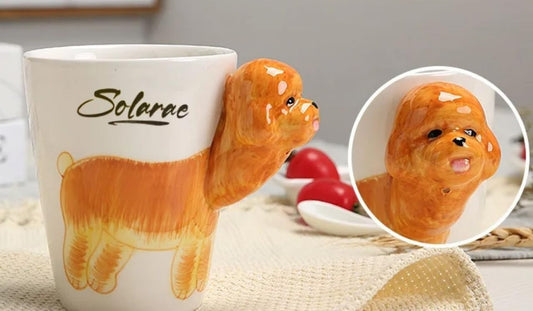 SOLARAE Ceramic 3D Coffee Mug, Hand-Painted Mug Cute Animal Tea Mugs,(DOG) - Treasure Box Fze LLC