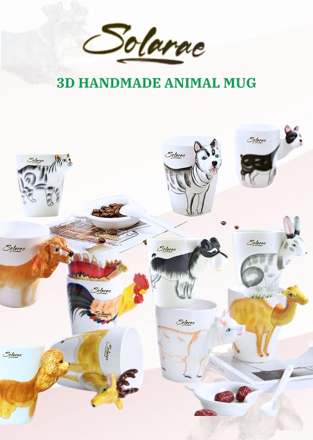 Solarae T-Rex Face, Animal Ceramic 3D Coffee Mug - Hand-Painted Tea Coffee mug (T-rex) - Treasure Box Fze LLC