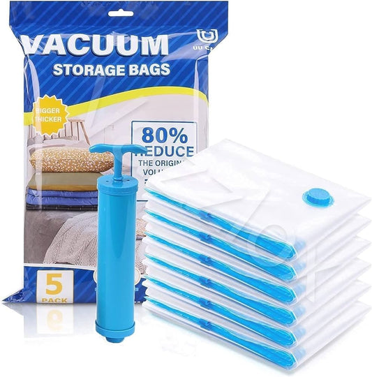 SOLARAE Max Space Saver Vacuum Storage Bags with Manual Pump (8-Pack) - Up to 80% More Space! - Treasure Box Fze LLC