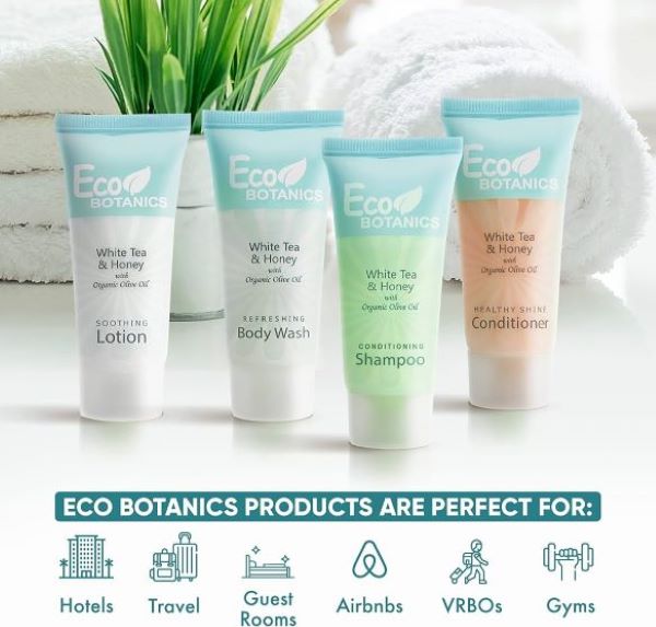 Eco Botanics Bulk Set Transparent Travel-Size Hotel Flip Cap  Body Wash 30ml ( Pack Of 100 ) - Treasure Box Fze LLC