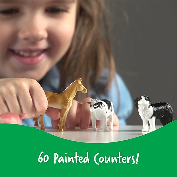 Learning Resources Farm Animal Counters - 60 Pieces, Ages 3+ Toddler Learning Toys, Farm Animals Toys, Develops Counting and Matching Skills - Treasure Box Fze LLC