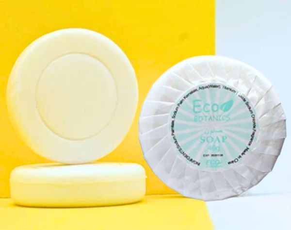 Eco Botanics Round Pleat Wrapped Mini Soap Bar For Hotel Amenities ( Pack of 100 ) - Treasure Box Fze LLC