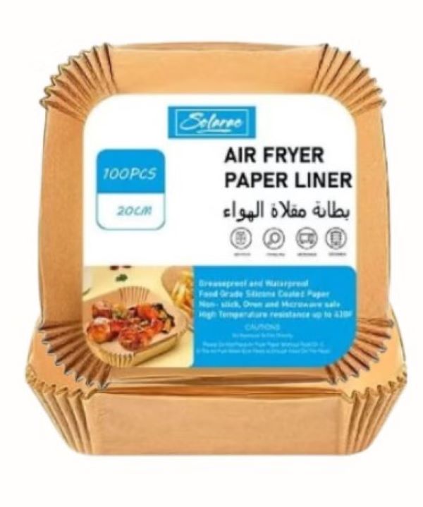 SOLARAE Air Fryer Paper liner 100pcs Grease Proof And Waterproof Food Grade Silicone Coated - Treasure Box Fze LLC