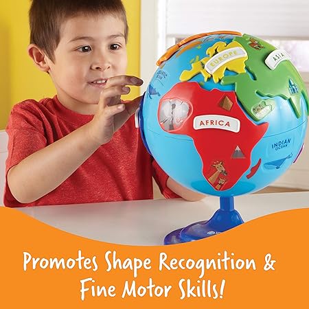 Learning Resources Puzzle Globe, 3-D Geography Puzzle, Fine Motor, 14 Pieces-Ler7735.Ages 3+ - Treasure Box Fze LLC