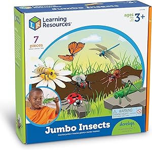 Learning Resources Jumbo Insects - 7 Pieces, Ages 3+ Toddler Learning Toys, Animal Toys for Kids, Preschool Science Learning Toys - Treasure Box Fze LLC