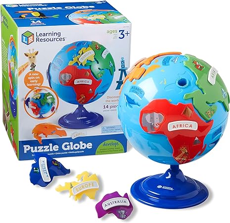 Learning Resources Puzzle Globe, 3-D Geography Puzzle, Fine Motor, 14 Pieces-Ler7735.Ages 3+ - Treasure Box Fze LLC