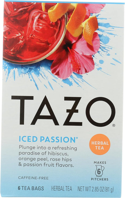 Tazo Teas Iced Passion Caffeine-Free 6 Herbal Tea Bags (85oz, 81g) - Treasure Box Fze LLC