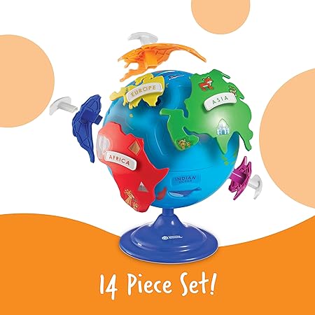 Learning Resources Puzzle Globe, 3-D Geography Puzzle, Fine Motor, 14 Pieces-Ler7735.Ages 3+ - Treasure Box Fze LLC