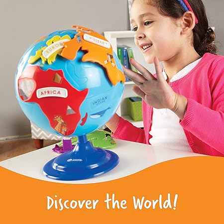 Learning Resources Puzzle Globe, 3-D Geography Puzzle, Fine Motor, 14 Pieces-Ler7735.Ages 3+ - Treasure Box Fze LLC