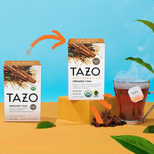 TAZO Regenerative Organic Chai Black Tea Bags, 16 Count (Pack of 6) - Treasure Box Fze LLC