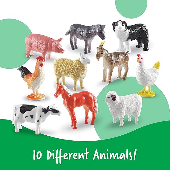 Learning Resources Farm Animal Counters - 60 Pieces, Ages 3+ Toddler Learning Toys, Farm Animals Toys, Develops Counting and Matching Skills - Treasure Box Fze LLC