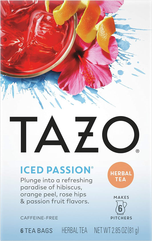 Tazo Iced Passion Tea Bag, Herbal Tea, 6 ct - Treasure Box Fze LLC