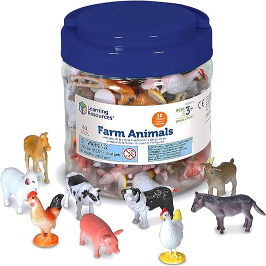 Learning Resources Farm Animal Counters - 60 Pieces, Ages 3+ Toddler Learning Toys, Farm Animals Toys, Develops Counting and Matching Skills - Treasure Box Fze LLC