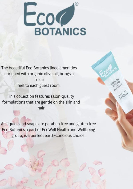 Eco Botanics Bulk Set Transparent Travel-Size Hotel Lotion With White tea & Honey Extract 30ml ( Pack of 100 ) - Treasure Box Fze LLC