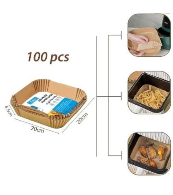 SOLARAE Air Fryer Paper liner 100pcs Grease Proof And Waterproof Food Grade Silicone Coated - Treasure Box Fze LLC