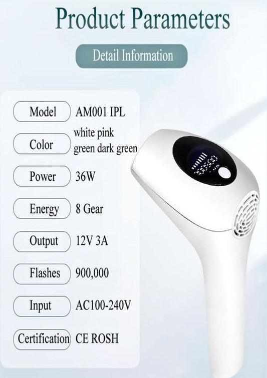 SOLARAE IPL Hair Removal Device for Women & Men 900000 Flash Laser Hair Removal Systems Whole Body Hair Removal Machines for Face Bikini Underarms Legs (White) - Treasure Box Fze LLC