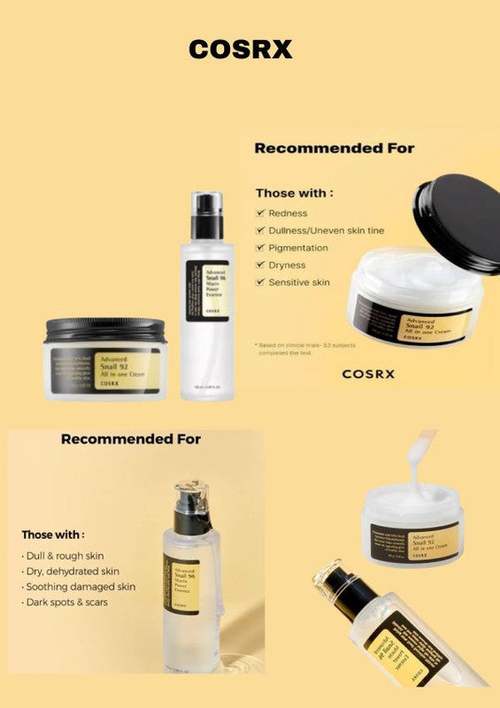 Cosrx Advanced Snail 96 Mucin Power Essence and Snail 92 All in One Cream SET Multicolour 100grams - Treasure Box Fze LLC